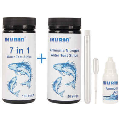 Invbio 7 en 1 equipo de la prueba de nitrógeno del amoníaco de las tiras de prueba de agua del acuario de los pescados