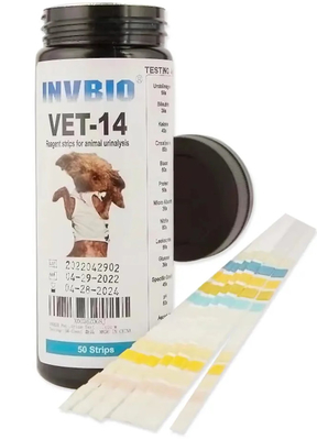 Mercado estupendo de la entrega de la marca INVBIO del VETERINARIO del animal doméstico de orina del análisis de los parámetros rápidos de las tiras 14