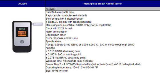 Exactitud Digital de la máquina de la prueba del analizador de la respiración de Invbio At2009 alta
