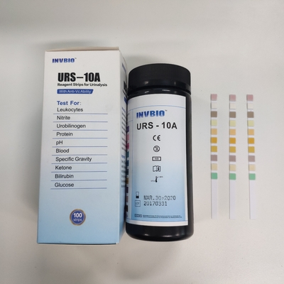 Tiras de prueba de la urinálisis de la bilirrubina de la glucosa de la alta exactitud 3.00m m 10 parámetros